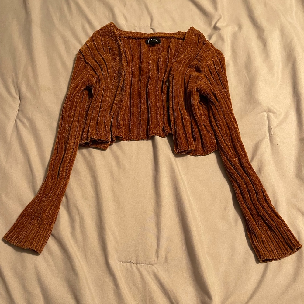Girls brown crop top cardigan